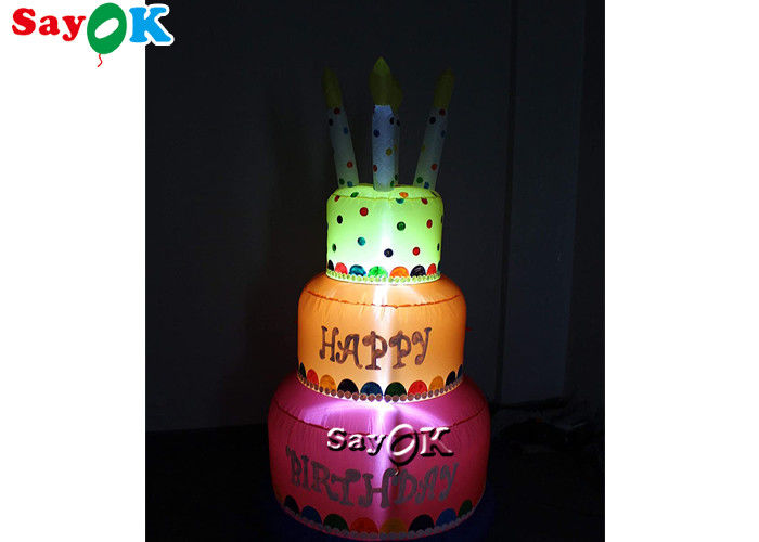 Tarpaulin Blow Up Birthday Cake Yard Decoration Inflatable Advertising Cake