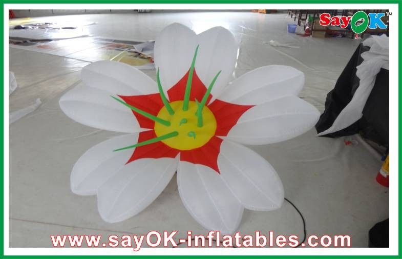 White 190T oxford cloth Giant Inflatable Decoration Flower Led Lighting For Party