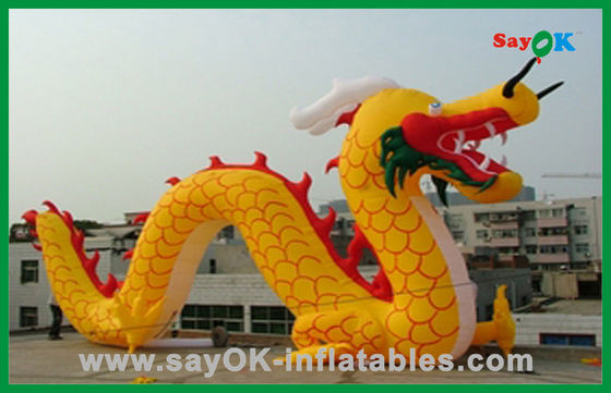 ตัวละครการ์ตูนแบบ Custom Yellow Inflatable Chinese Dragon Inflatable สําหรับกิจกรรม