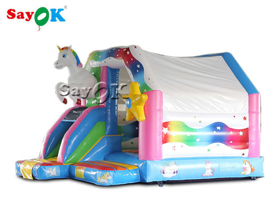 4.9x3.9x3.3 สีชมพู unicorn บ้านกระโดดกระโดดสําหรับเด็ก