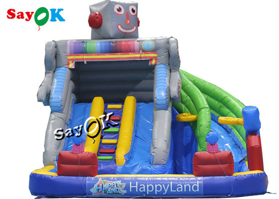 สไลด์ Bouncy พองที่กำหนดเอง Backyard Robot ธีมสไลด์น้ำทำให้พองพร้อมสระว่ายน้ำ