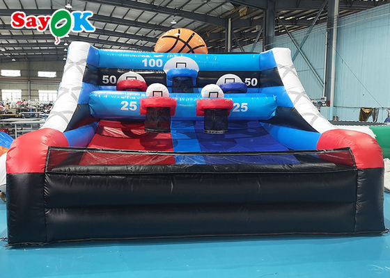 เกมบาสเก็ตบอลทำให้พอง 4x4x3mH Tarpaulin เกมกีฬาทำให้พอง เกมบาสเก็ตบอลสำหรับเด็ก Blow Up Shooting Table