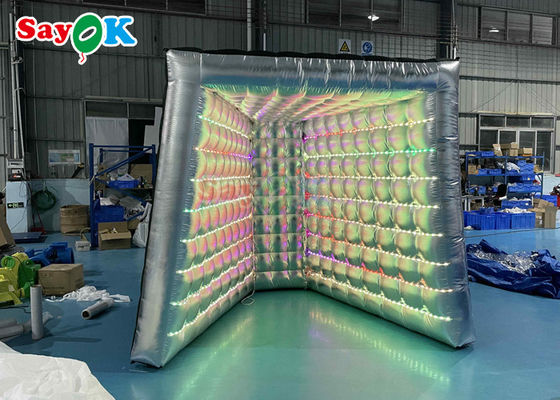 Photo Booth ตกแต่งโฆษณา ไฟ LED Inflatable Photo Booth V Sharp Silver Type Enclosure Tent