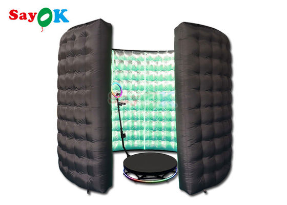 Custom Black Inflatable Photo Booth พาร์ตี้กิจกรรม บล๊อปอัพ LED 360 โฟตบุธ